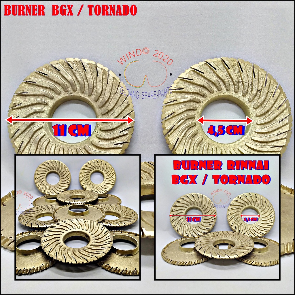 BURNER KOMPOR GAS RINNAI TORNADO | BARNER KUNINGAN RINAI BGX | Turbo 602 - 702 - 712 SUPER TEBAL