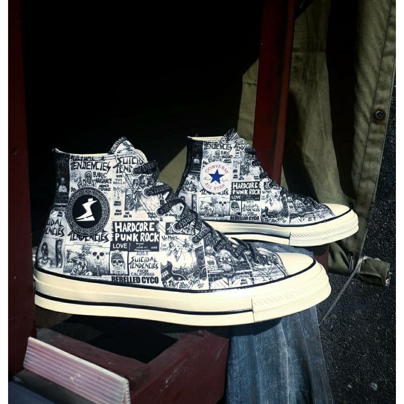 sepatu converse x suicidal tendencies sneakers wanita high bahan kanvas tebal