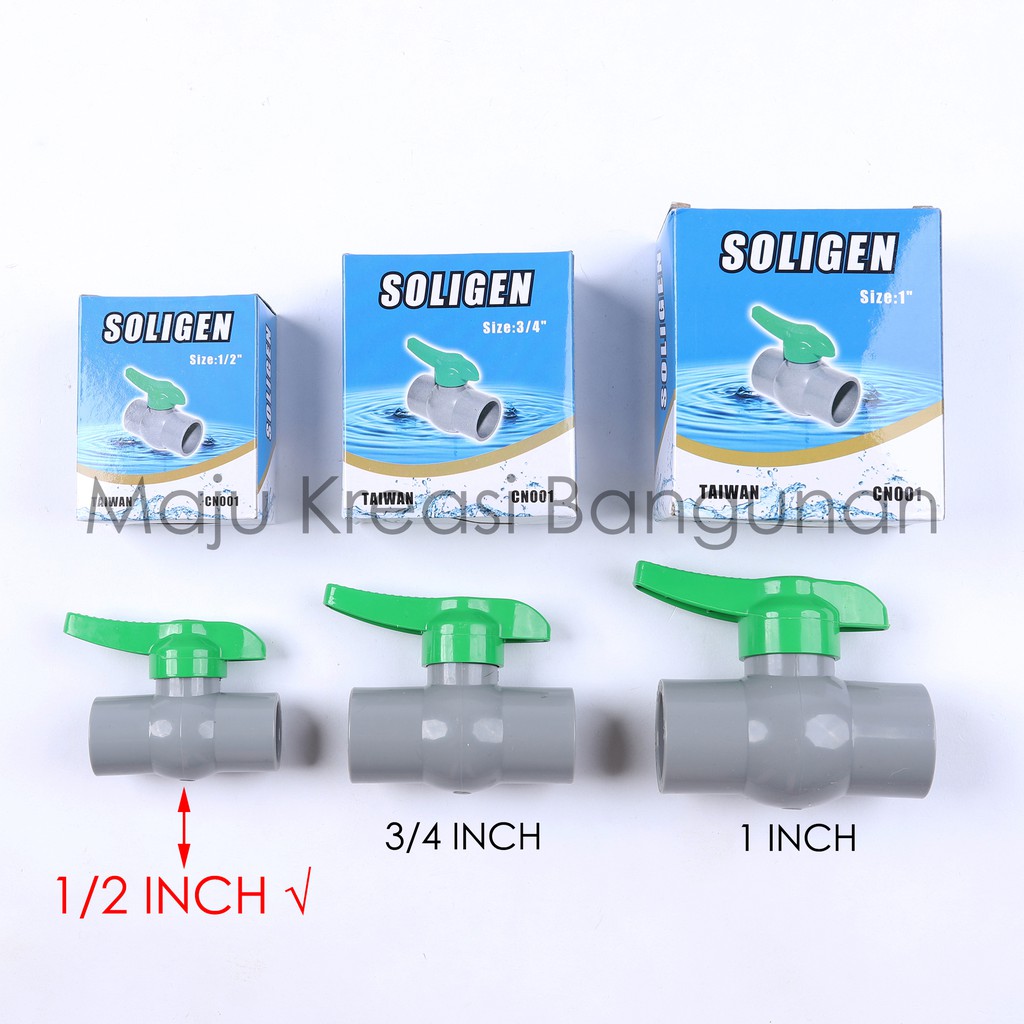 Ball Valve SOLIGEN Stop Kran PVC 1/2 Inch Inci Stop Keran Air 1/2Inch 1/2Inci 1/2&quot; CN001