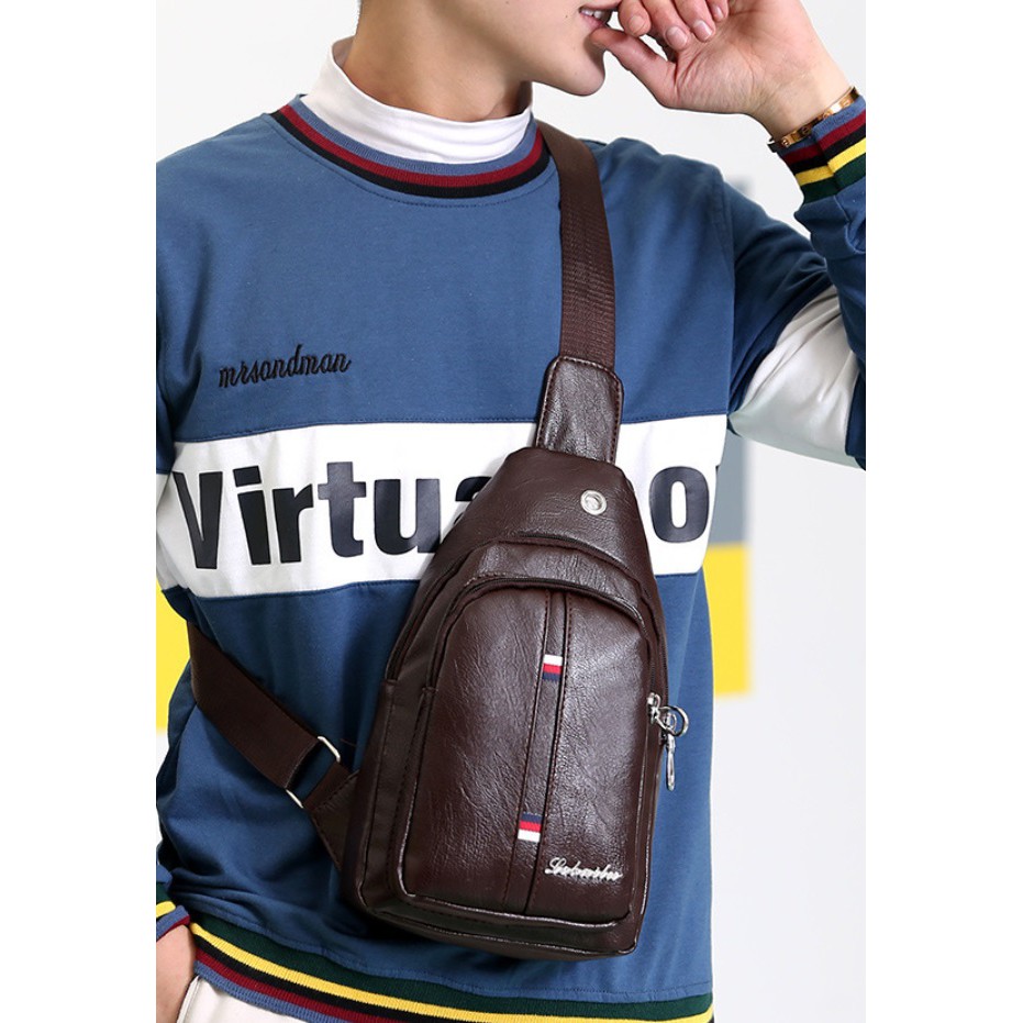 Tas Selempang Kulit 7108 Fashion IMPOR Cowo Korean Style Slempang Gadget Bag