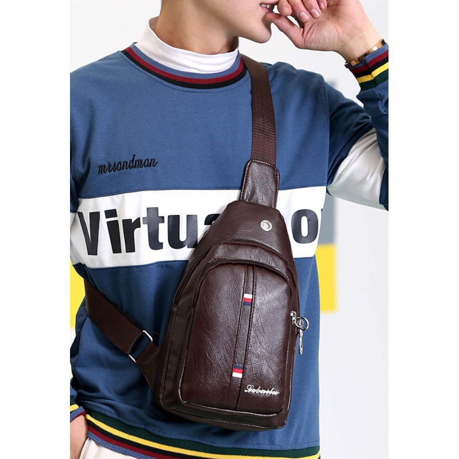 Tas Selempang Kulit 7108 Fashion IMPOR Cowo Korean Style Slempang Gadget Bag