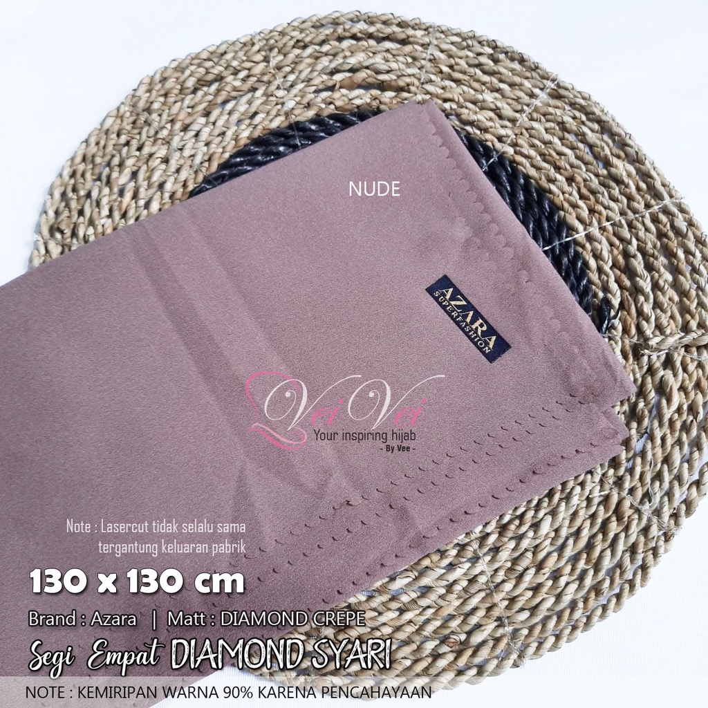 [ 130 x 130 cm] DIAMOND CREPE LASER - JILBAB SEGI EMPAT SYARI JUMBO AZARA-NUDE