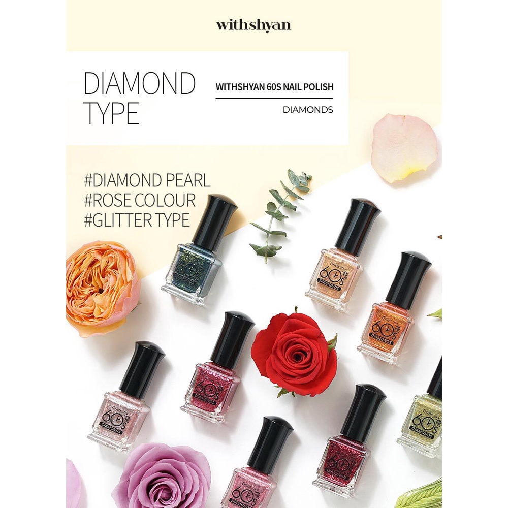 ~AB~ Original WithShyan (위드샨 ) Korean Nail Polish Diamond Series 9 ml Kutek Korea/ Kutek Premium / Cat Kuku / Nail polish Korea