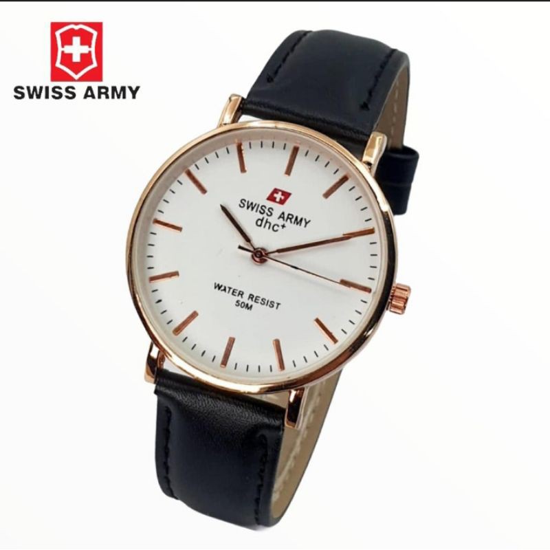 Jam Tangan Modis Pria Dan Wanita Swiss Army Strap Kulit
