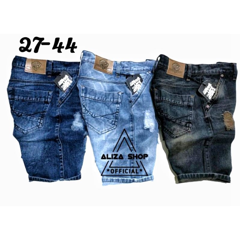 #BIGSIZE CELANA JEANS PENDEK SOBEK DISTRO SKINNY PRIA/CELANA DENIM SOBEK JUMBO PRIA/CELANA PENDEK DE