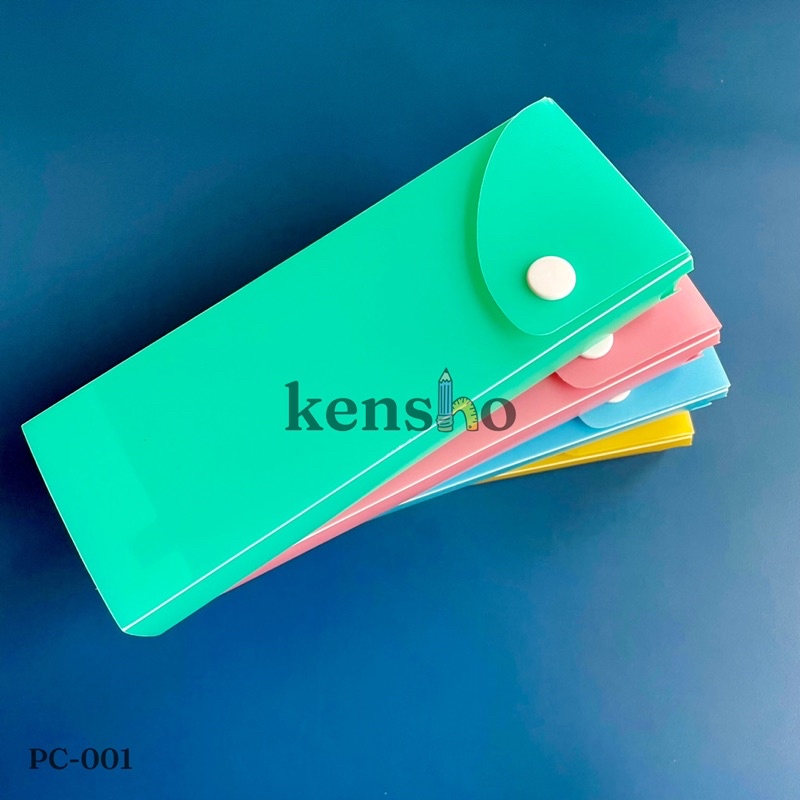 KENSHO Kotak Pensil Pastel Polos / Pencil Case / Tempat pensil / Sorok / Plastik / Kancing