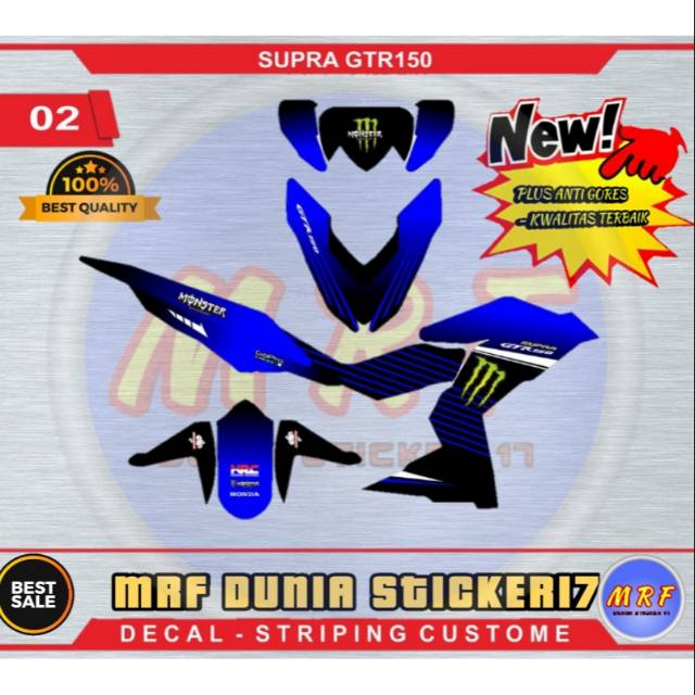 Sticker decal Supra GTR 150 monster stiker dekal Supra GTR 150 monster motor decal Supra GTR 150