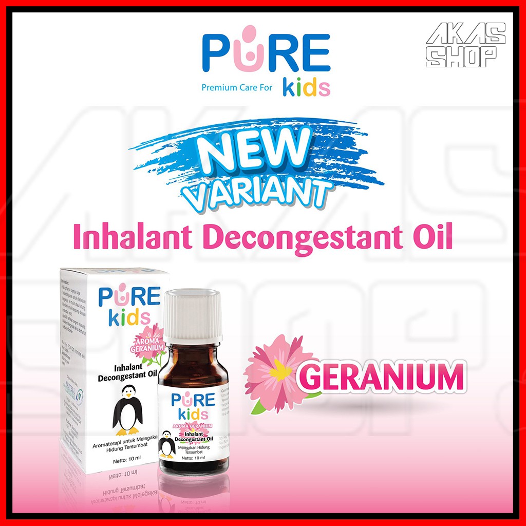 PURE Kids Inhalant Decongestant Oil 10ml mengatasi Hidung Tersumbat-Geranium