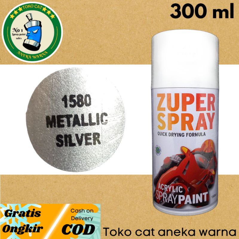 cat semprot 300cc metalik metallic silver zuper spray produk dari rj london spray paint pilok pilox