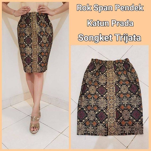 Rok Span Pendek Songket Trijata Shopee Indonesia