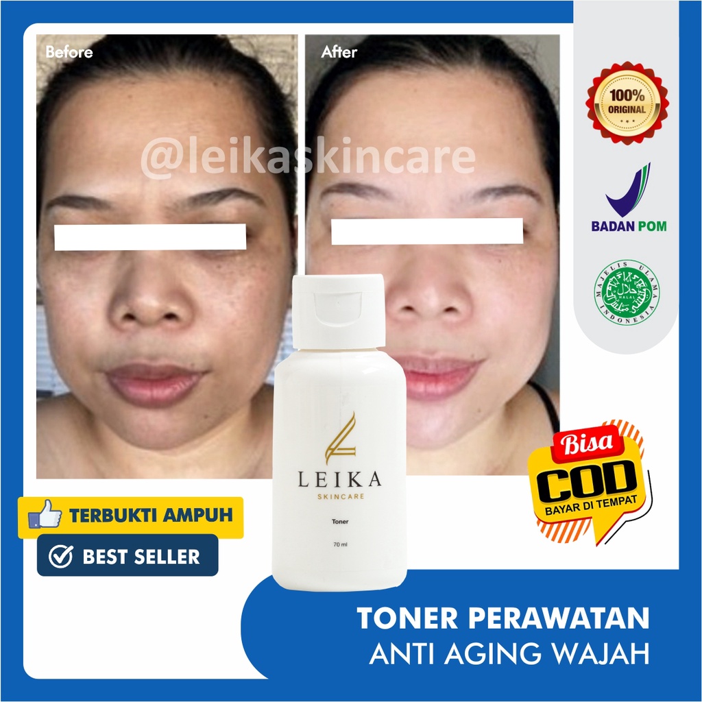 Ampuh! Toner Anti Aging untuk Kulit Wajah 100% Halal Anti Aging Wajah Terbaik Toner Leika Skincare Asli Halal MUI Resmi BPOM