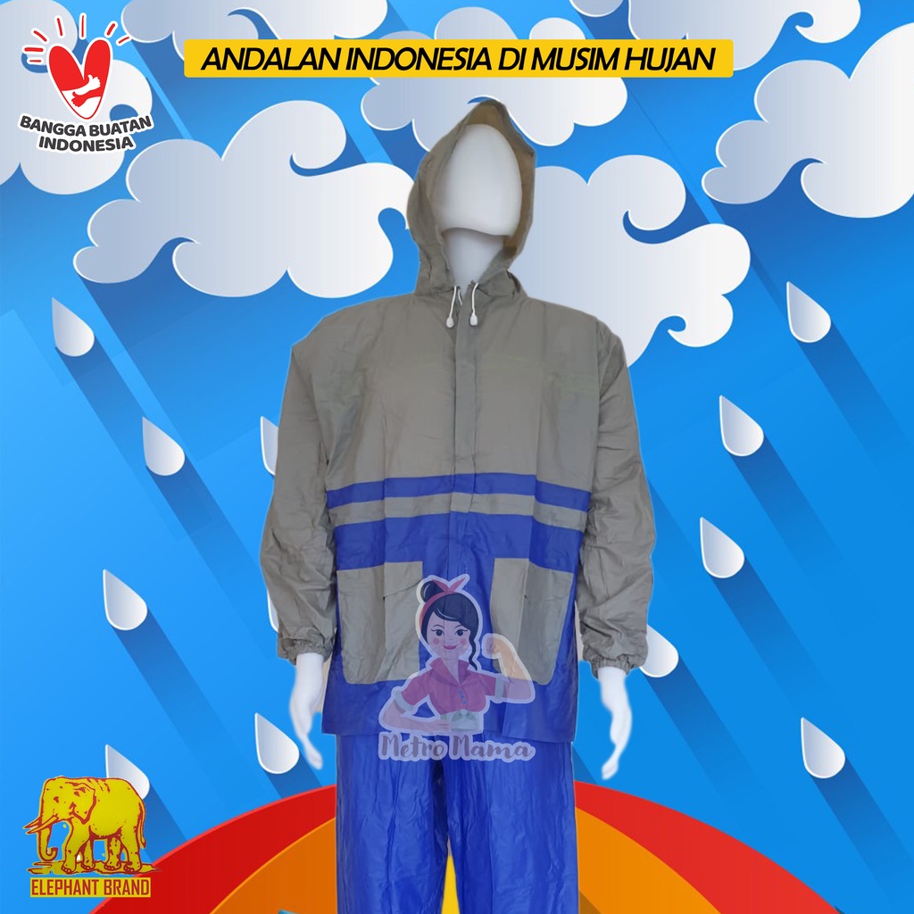 Jas Hujan Stelan Jaket Celana GAJAH ELEPHANT BRAND Kombinasi T 212R Bicolor