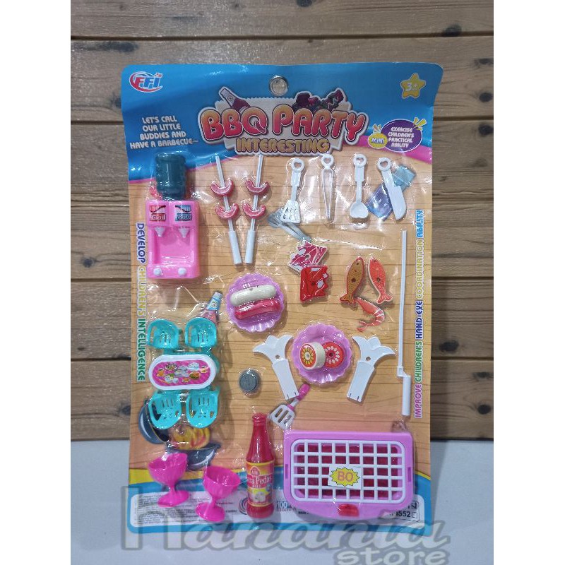 FI.551 MAINAN BBQ PARTY B/O MAINAN BBQ BATERAI MAINAN PEMANGGANG BBQ BATERAI