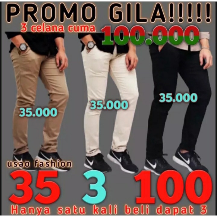 PROMO GILA !!!! BELI 3 CUMA 100 RB // CELANA PANJANG MURAHH // CELANA CHINO PANJANG PRIA // CELANA PANJANG PRIA // CELANA PRIA // BELI 1 DAPAT 3 PCS// SANG LEGENDA