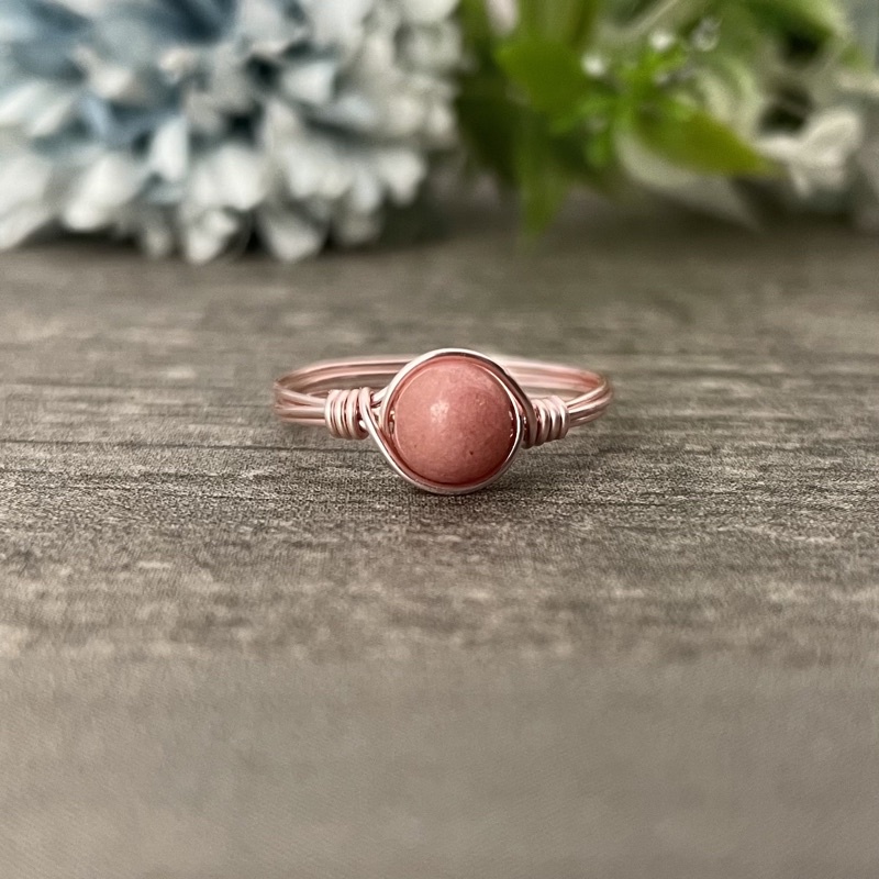 Jual CINCIN KAWAT WIRE RING BATU ALAM ASLI NATURAL RHODONITE 022 ...