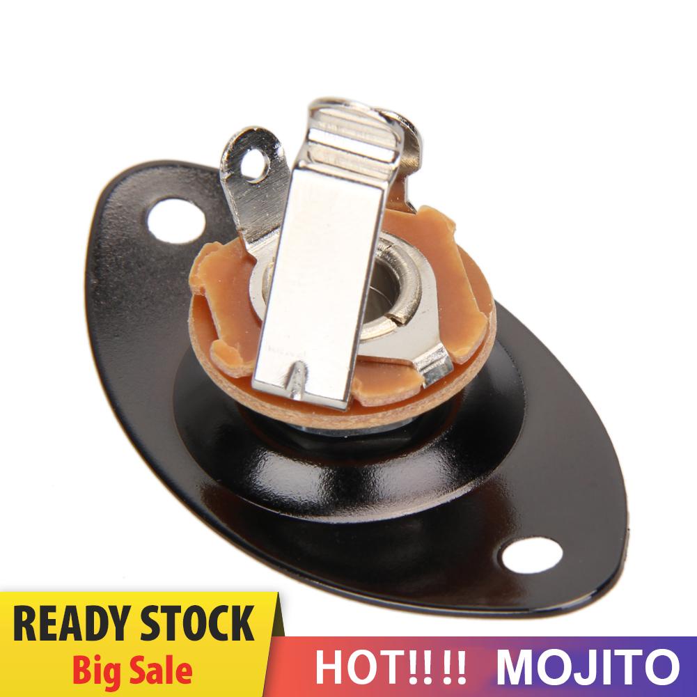 Soket Jack Input Output 1 / 4 Dengan Plat Oval Untuk Gitar Bass Elektrik