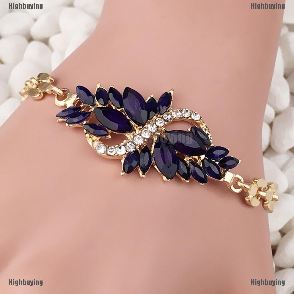 Gelang Bangles 18k Gold Bentuk Daun Batu CZ Untuk Wanita