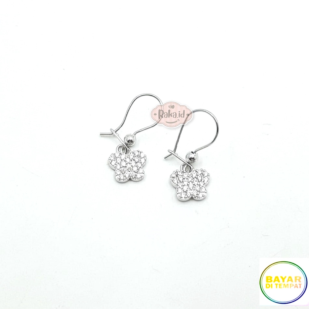 Anting Clip / Klip Motif Kupu Bulat Perhiasan Aksesoris Wanita 1053