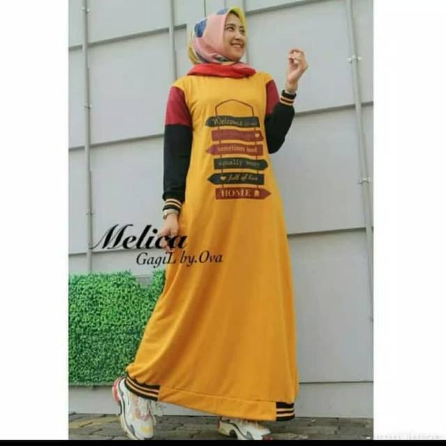 Longdress Gamis Maxi Kaos Sporty Bagus Casual