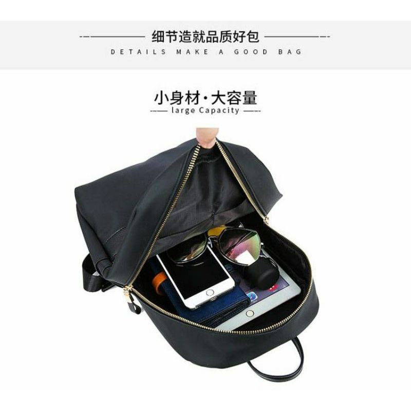 TAS RANSEL WANITA ANTI AIR BONUS POUCH HITAM PREMIUM