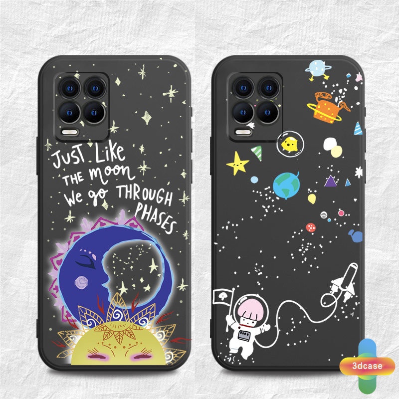 Soft TPU Case Realme C11 2021 C21Y C15 C21 C25 C20 C3 C12 C25S 5 5S 5i C17 7i C1 C31 C35 C25Y C2 C3i 6i C20A realme Narzo 20 10 10A 20A 30A A54 A15 A16 A9 A5 A7 A5S A95 A53 A33 Y12 Y20 A12 Cute Moon Pattern Anti-fall Case