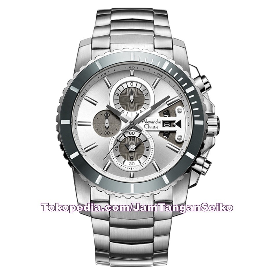 Jam Tangan Pria Alexandre Christie AC 6455 MC BSSSL Chronograph Silver