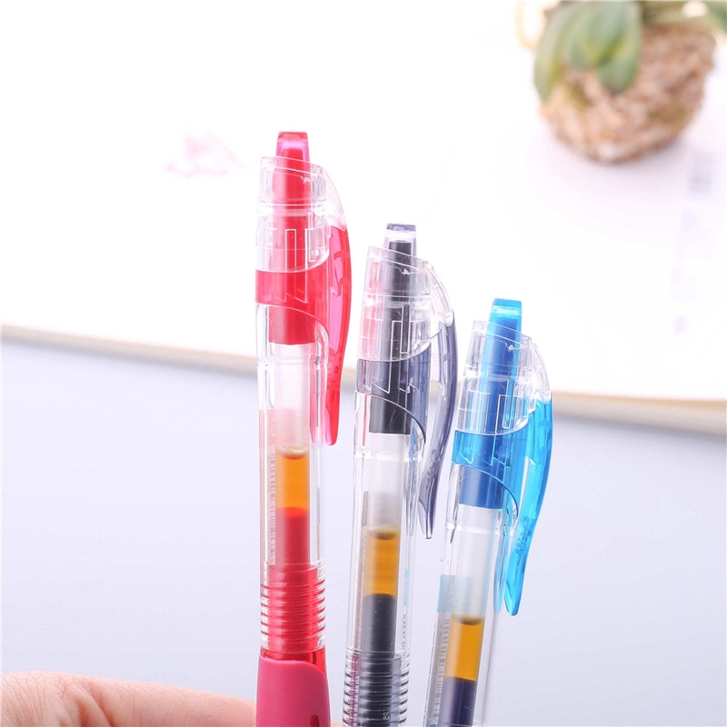 M&amp;G 0.5mm Black / Red Push Type Gel Pen Transparent Case Student Carbon Signature Pen GP1008