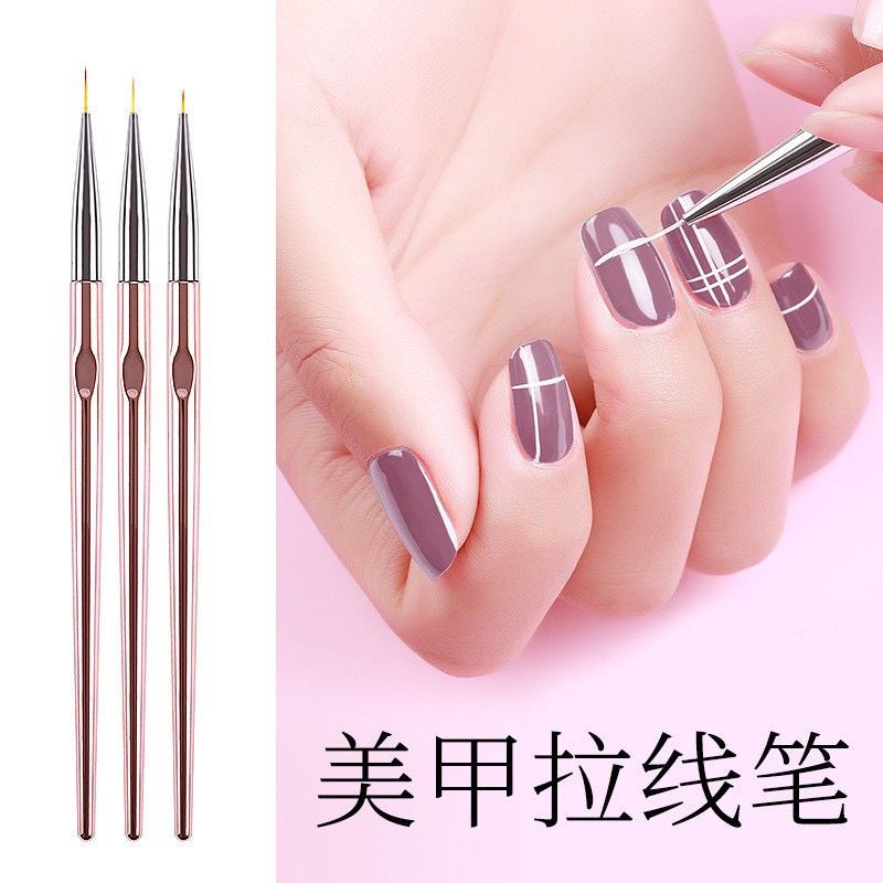 ￼Kuas 3 Pcs Rosegold Kuku Nail Art / Nail Art Liner Brush / Brush Liner 3 Pcs