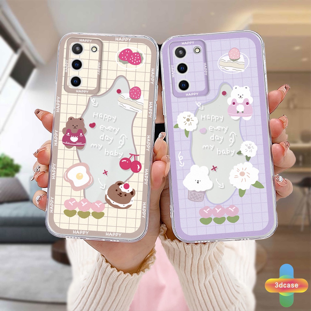 Case HP Samsung A13 A23 A32 A52 A12 A03 A51 A03S A10S A50 A20S J7 Prime A02S A20 A50S A10 A30S A52S A30 M12 M01S A125 F12 M10S M40S A515F A207F M02S A025 F02S 11 12 13  7 8 6 Plus Lover Wavy Edge Cute Bear Rabbit Back Cover