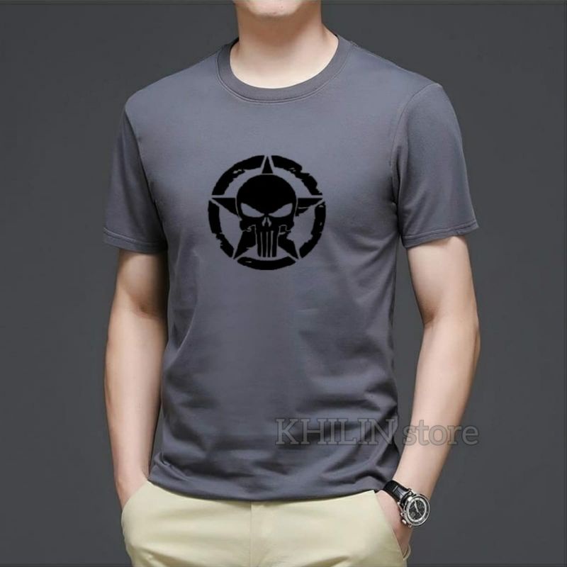 Kaos distro pria Star Skull lengan pendek cotton baju atasan cowok tshirt lelaki