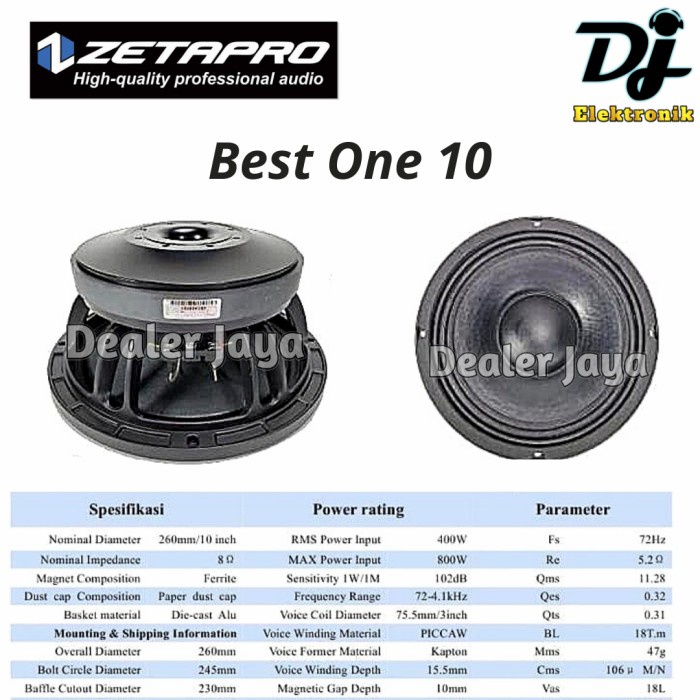 Speaker Komponen Zetapro BEST ONE 10 / BESTONE 10 - 10 inch