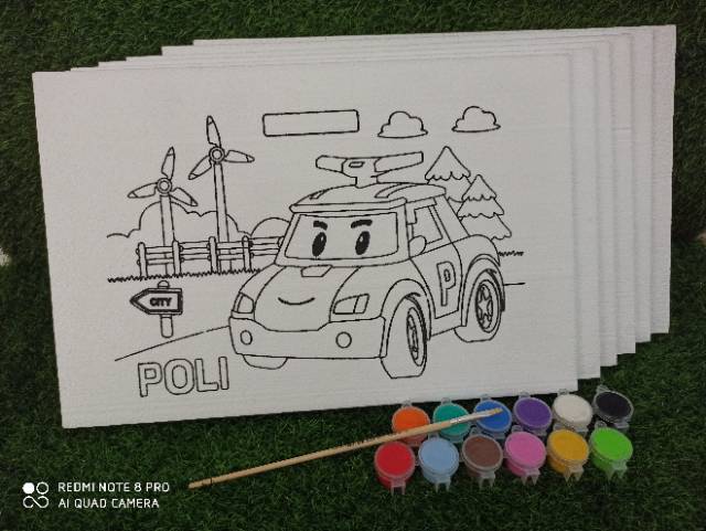 

YUH (COD/BAYAR DI TEMPAT) Paket mewarnai 6 gambar cat 12 warna MURAH!!!