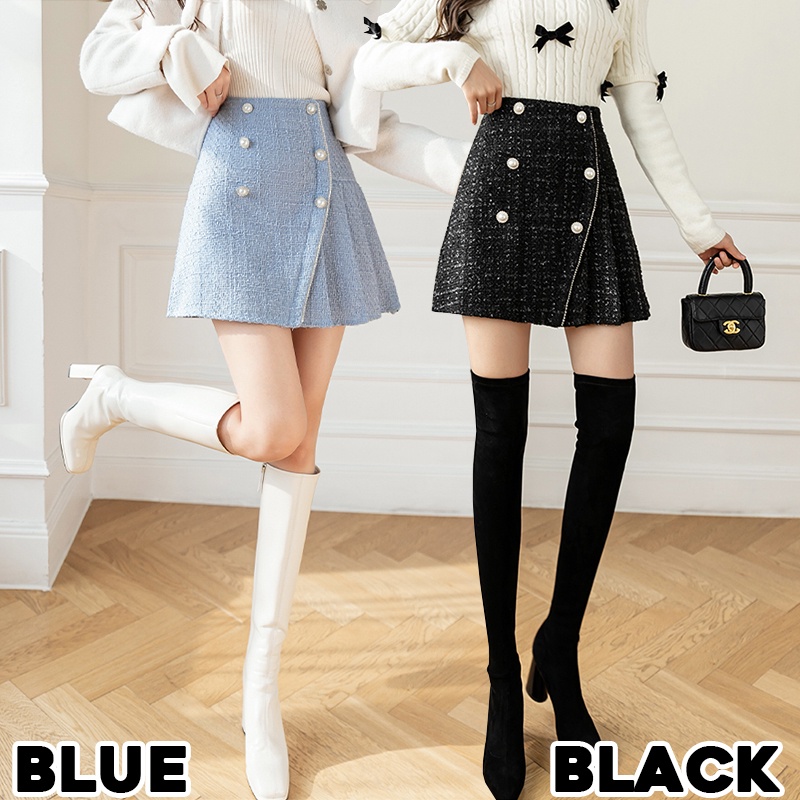 KARAKOREA 7701 Tweed Mini Skirt/Rok Mini/Rok Pendek/Rok Pesta