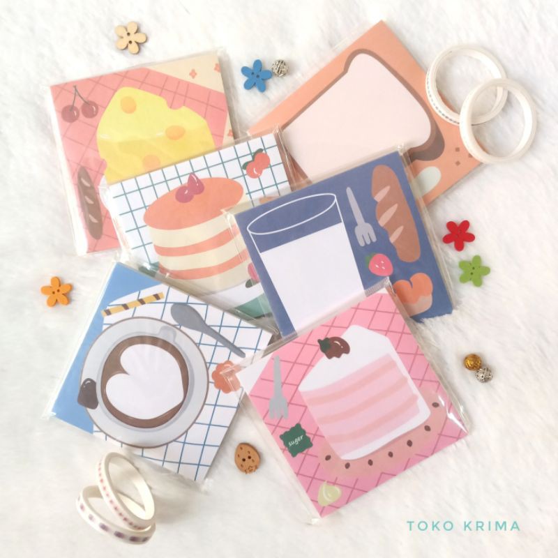 

Kertas Memo Pad Bentuk Kotak Lucu Tema Breakfast