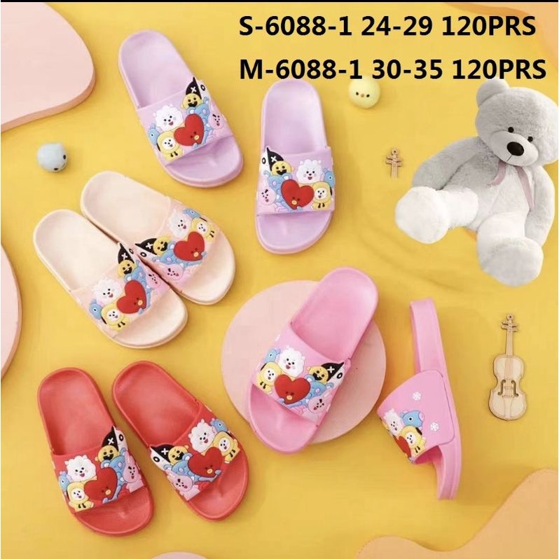 SANDAL SELOP ANAK PEREMPUAN BTS BT21 KARET 6088-1 BERUANG SARANGHEYO