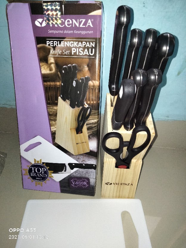 Vicenza Pisau Set - 10 Buah - Stainless Steel - Hitam