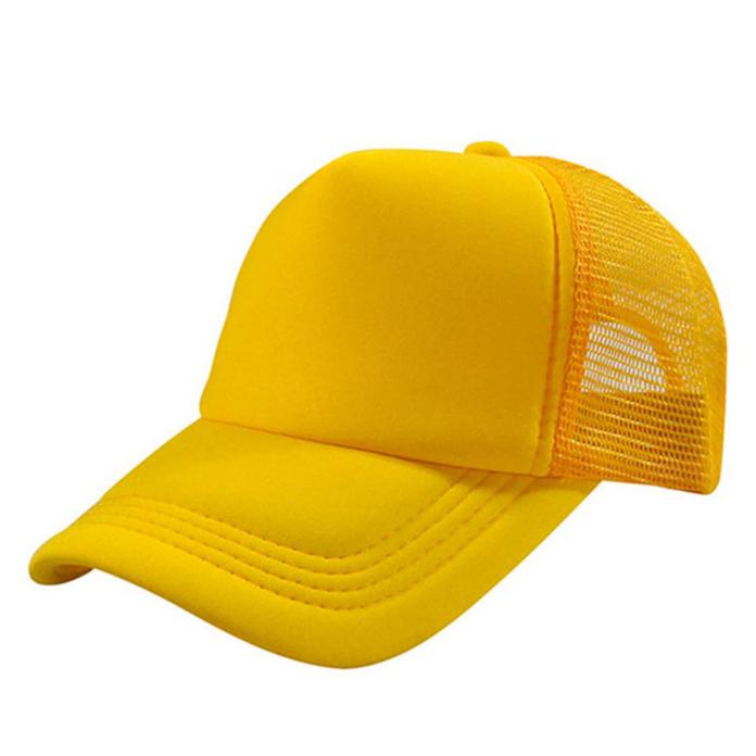 Topi Pria Kuning Polos Trucker Jaring - Baseball - J1