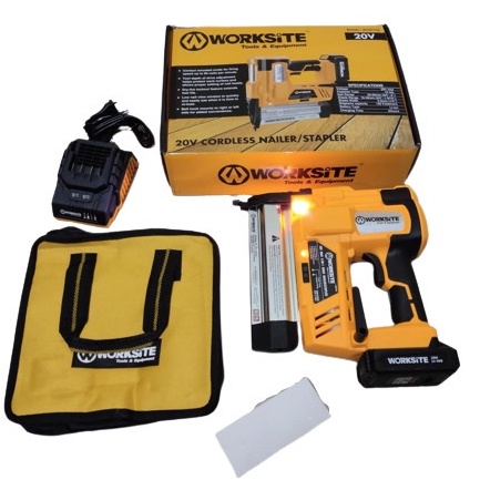 MESIN STAPLES / NAILER CORDLESS WORKSITE 20V WCNT102/GA18 Air Nailer Gun Staples Angin Pneumatic Stapler 2 Fungsi Worksite