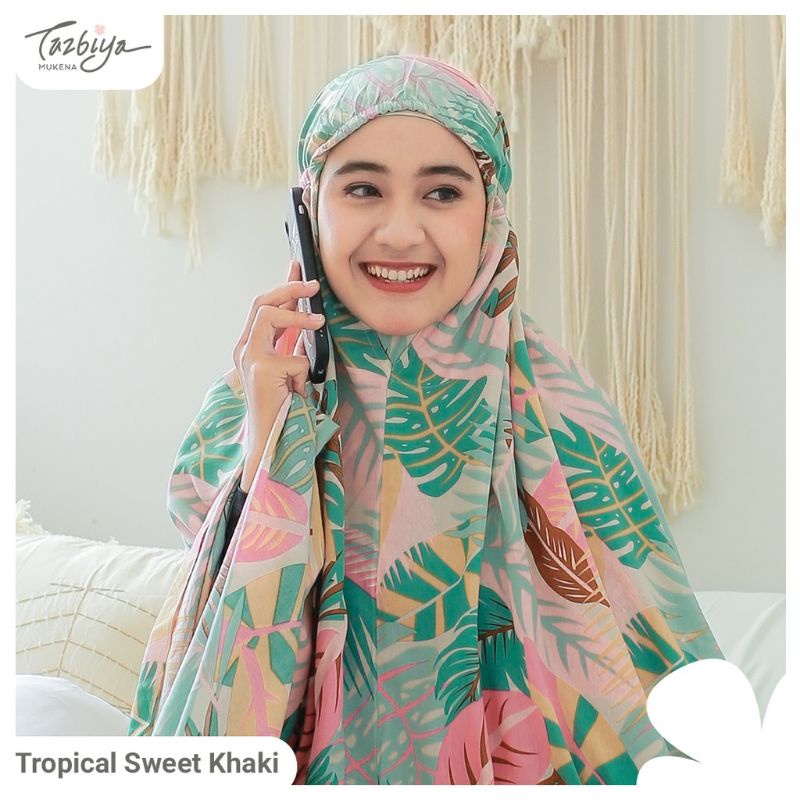 Mukena Tazbiya Tropical Sweet Series Allsize Jumbo Dewasa Katun Rayon Motif