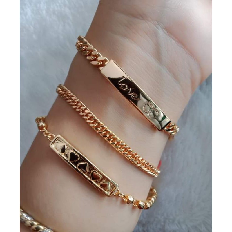 Gelang Rantai Titanium Lapis Emas