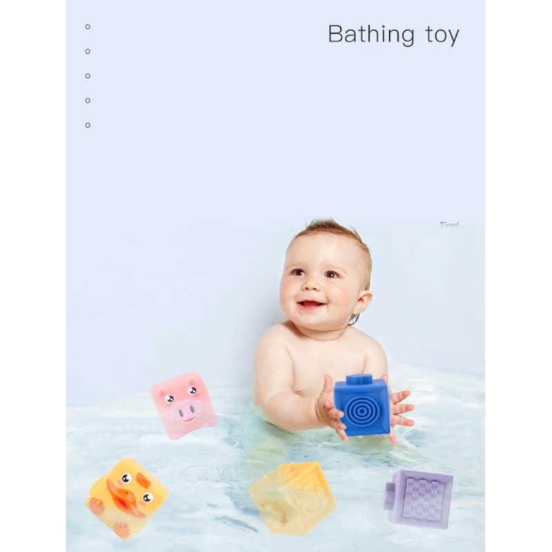 Soft building blocks, Mainan balok Silicon, Mainan bayi teether Silicone BPA Free