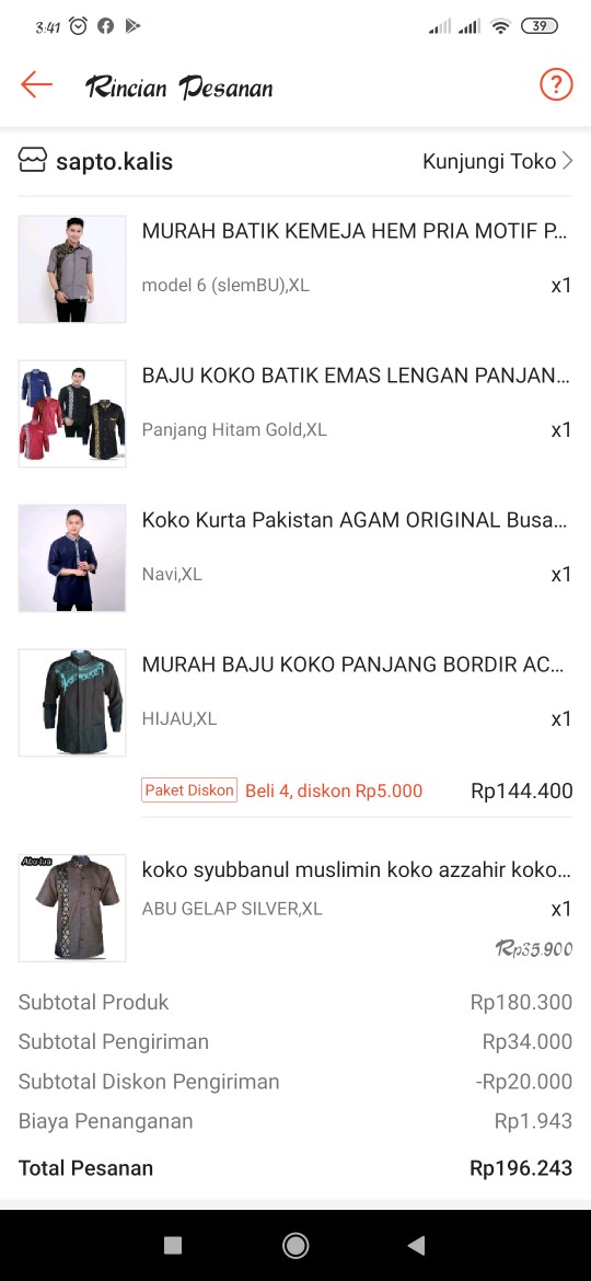 Murah Batik Kemeja Hem Pria Motif Prada Kombinasi Merah Baju Kantor Seragam Alkhalis