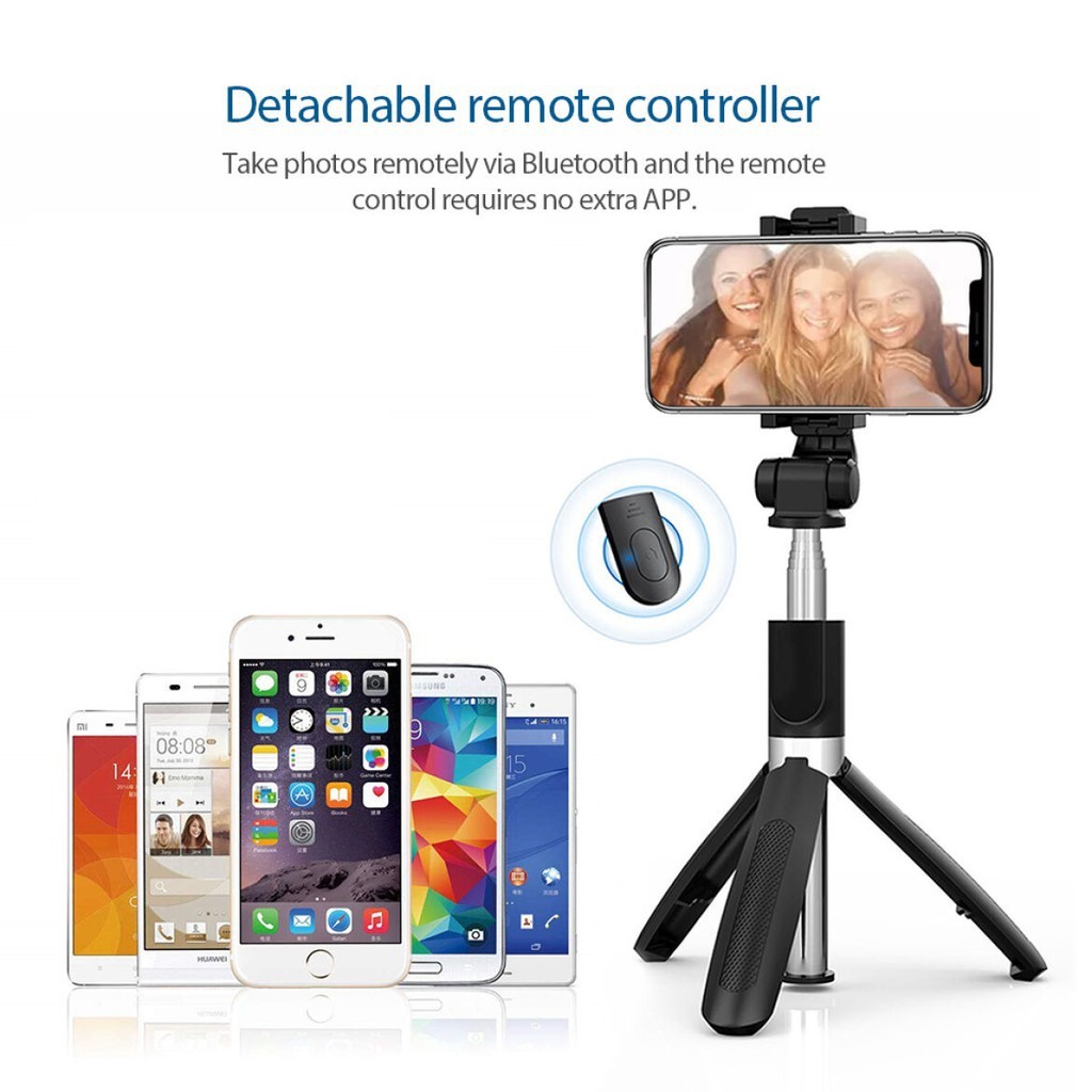 Tripod Tongsis Bluetooth With Remote / Selfie Stick Portabel