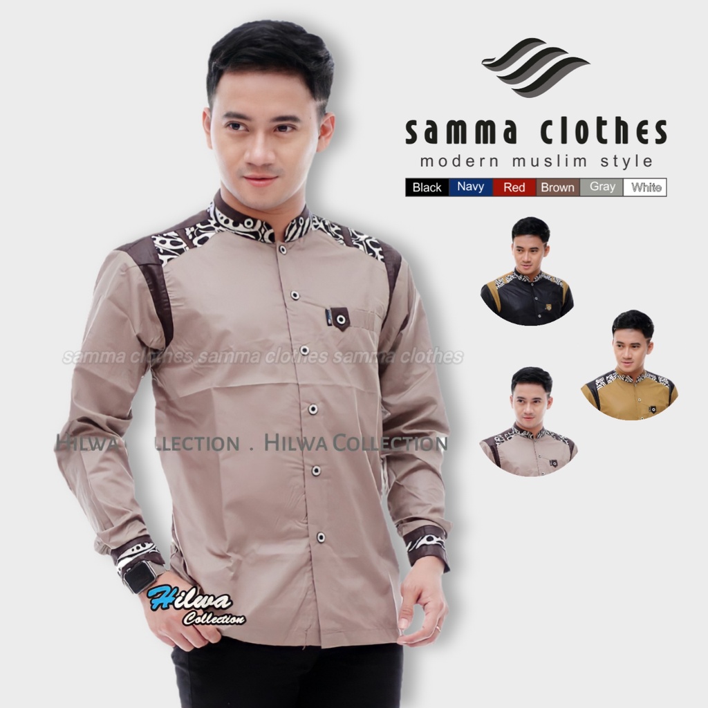 Samma Clothes Baju Koko Pria Koko Tanduk Rusa Batik Baju Koko Dewasa Baju Koko Lengan Panjang Pakaia