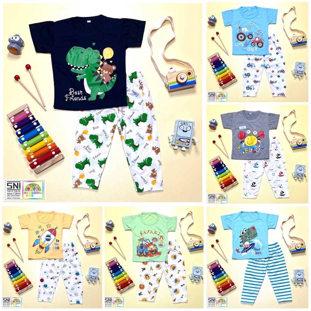 RAINBOW SETELAN / SET BAJU ANAK COWOK / UNISEX CELANA PANJANG CP 1-8 TAHUN