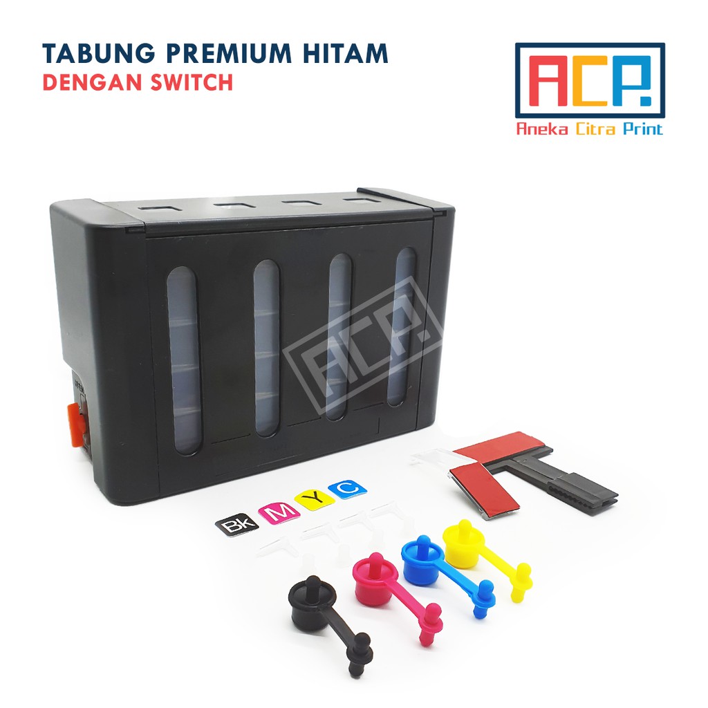 Tabung Infus Hitam Premium Dengan Switch 4 Warna 100 ML Import Epson Canon HP