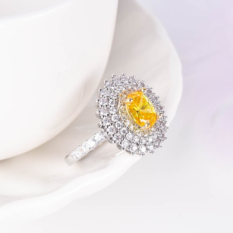 Cincin Berlian Citrine Mewah Untuk Fashion