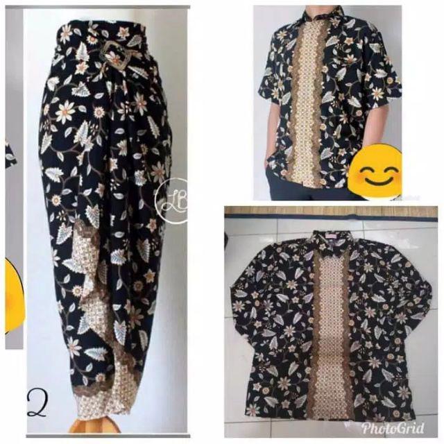 Set Kemeja Dan Kain Lilit/rok Lilit Batik/kemeja Murah/kemeja Batik/grosir Couple Batik Murah