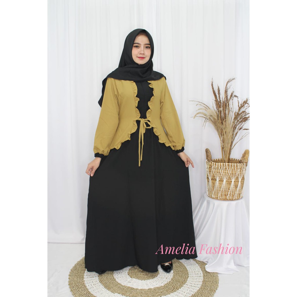 gamis modis outer by Amelia aneska itycrepe premium model terbaru blezer modis terbaru