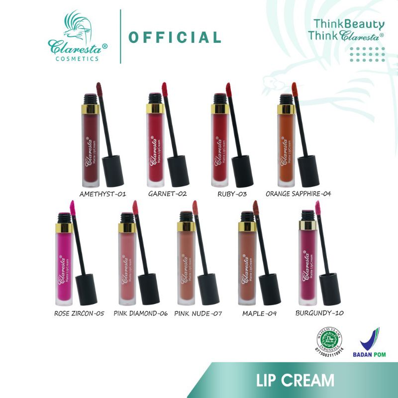 CLARESTA Lip Cream Longlasting Matte - 6ml